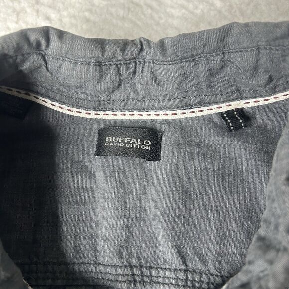 Buffalo David Bitton Short Sleeve Shirt Grey L Casual Button - Picture 3 of 7